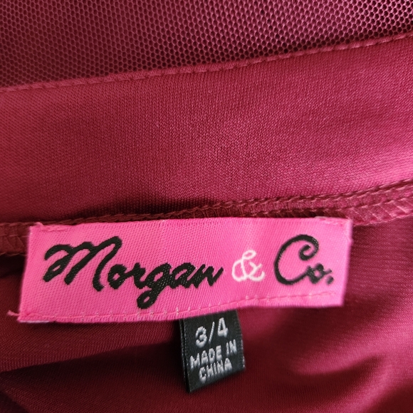 Morgan & Co Juniors Maroon Long Halter Dress Rhinestone Size 3/4 - Picture 4 of 4